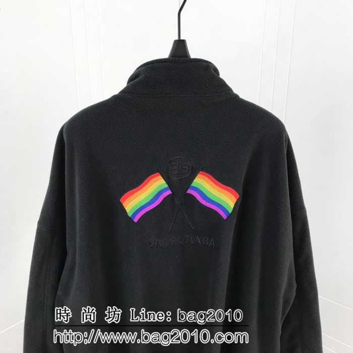 BALENCIAGA巴黎世家 19年新款 背後彩虹國旗 遙粒絨布絨面料 OS寬鬆版 夾克外套衫 男女同款 ydi2592